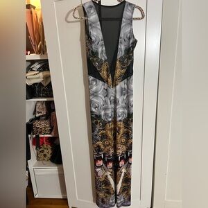 NWOT Philipp Plein Black and Gold Maxi Dress